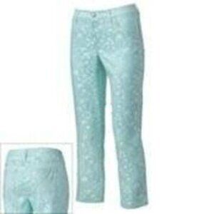 Womens Crop Pants JLO sz 0 Jennifer Lopez Pants Crop Blue Jacquard